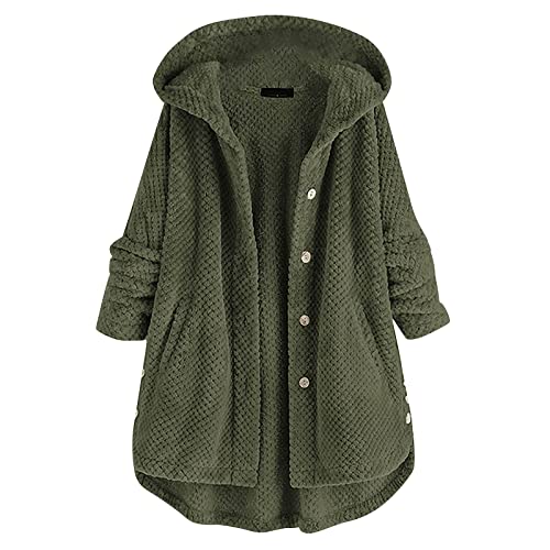 Fleecejacke Damen,Parka Winter Allwetterjacke New Yorker Weste Daunenmantel Leicht Boucle Blazer Regenhose Jacken Blusen Tweed Westen Jacken Und Westen(2-Armee Grün,L) von Generic