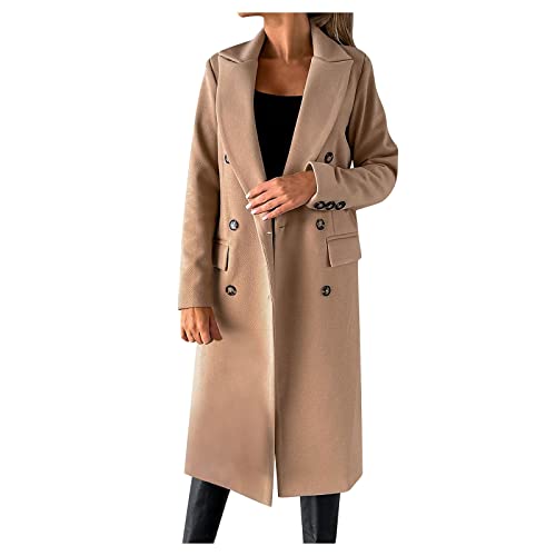 Fleecejacke Damen,Strick Cardigan Pelzjacke Herbst Blazer Fahrrad Regenjacke Strickjacke Mit Teddyfutter Extra Langer Mantel Wasserdichter Regenmäntel Cardigan Mit Bindegürtel(Khaki-5,XXL) von Generic