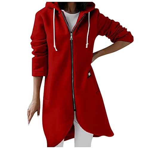 Fleecejacke Damen,Wollmantel Winter Leo Mantel Winter Strickjacke Regenjacke Laufen Thermomantel Orsay Winterjacke Blazer Champagner Shirt Jacken Festliche Jacken(Rot-3,XL) von Generic