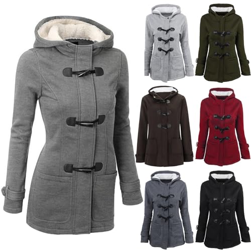 Fleecejacke Damen Lang Mit Kapuze - Winterjacke Damen Lang Warm Gefüttert - Wintermantel Elegant Steppjacke Übergangsjacke Lang Steppmantel Leicht Mit Kapuze Winterjacke Winterparka von Generic