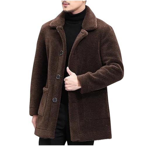 Fleecejacke Herren Teddyfleece Jacke Oversize Winterjacke Vintage Teddyjacke Fleece Felljacke mit Stehkragen Teddy Herren-Jacken Lang Locke Faserpelzjacke Deals Of The Day Kaffee XL von Generic