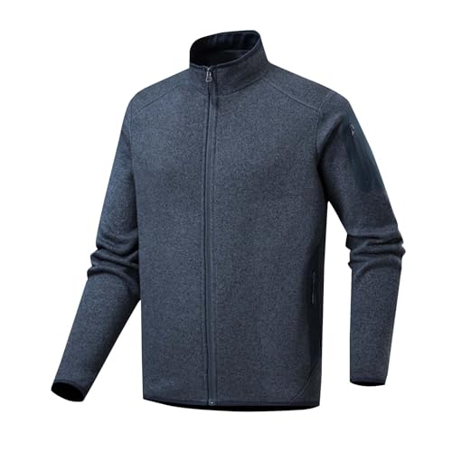 Fleecejacke Herren - leichte Fleece-Jacke - Arbeitsjacke für Männer - dünne Teddyfleece Strickjacke Outdoor - Warm Übergangsjacke - Regular Fit Strickfleecejacke von Generic