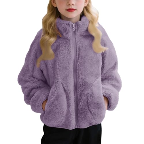 Fleecejacke Kinder Mädchen Warme Casual Winterjacke Mit Stehkragen Thermal Teddyjacke Jacket Coat Outwear Flauschig Fleece Jacke Reißverschluss Flauschjacke Weiche Kinderjacket Für Kinder Mädchen von Generic
