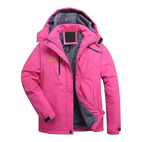 Fleecejacke lange Ärmel Einfarbig Winterjacke Reißverschluss mit V-Ausschnitt mädchen Fleecejacke mit Kapuze Schlanke plüschjacke Vlies reversibel Sport Fashion & Damenmode Frauen von Generic