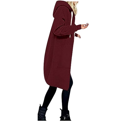 Fleecejacke lange Ärmel Unifarben Winterjacke Kerb-Kragen mädchen Kuscheljacke mit Kapuze Lockere plüschjacke Vlies modisch und vielseitig teddyjacke damen täglich Damenmode Frauen von Generic