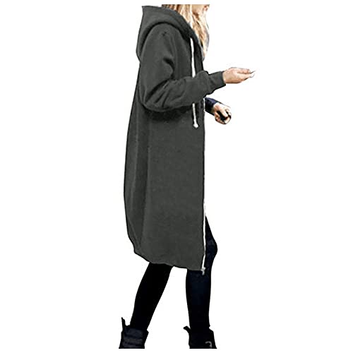 Damen Jacke Zipper Hoodie Einfarbig Freizeitjacke Damen Oversize Langarm Kapuzenjacke Mode Streetwear Sweatjacke Outdoor Sportjacke Herbst Basic Hoodie von Generic