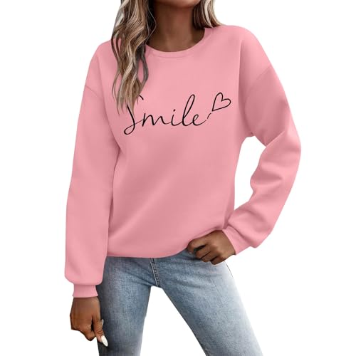 Fleecepullover Damen,Damen Pullover Winter,Pullover Damen Sweatshirt Langarm Sport Streetwear Sweatshirts ohne Kapuze Rundhals Pulli Herbst Winter Bluse Tops,Pink,XXL Fleecepullover Damen,Damen Pullover Winter,Pullover Damen Sweatshirt Langarm Sport Streetwear Sweatshirts ohne Kapuze Rundhals Pulli Herbst Winter Bluse Tops,Pink,XXL von Generic