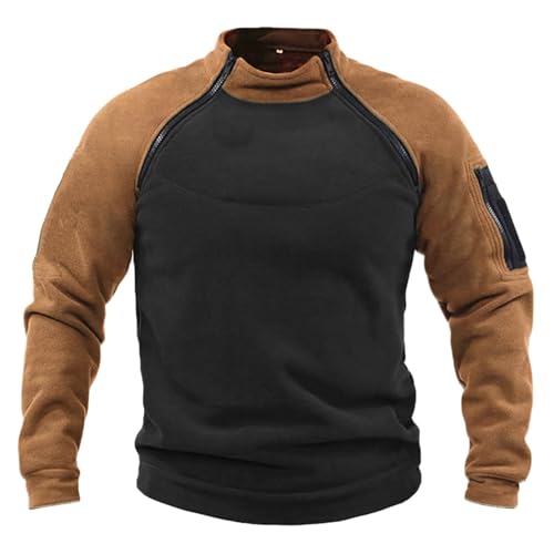 Fleecepullover Herren Militär Outdoor Fleecejacke Warme Tactical Combat Fleece Pullover Taktische Jacke Fleece Jacket Winterpullover Sport Jumper Tops Army Winddichte Pullover Braun XXL von Generic