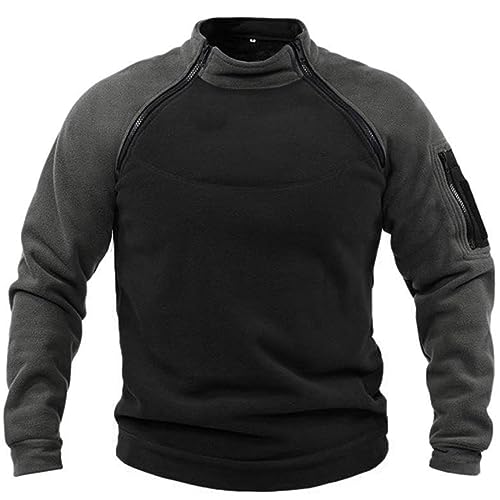 Fleecepullover Herren Militär Outdoor Fleecejacke Warme Tactical Combat Fleece Pullover Taktische Jacke Fleece Jacket Winterpullover Sport Jumper Tops Army Winddichte Pullover Grau XXL von Generic