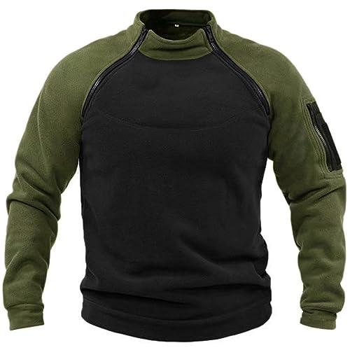 Fleecepullover Herren Militär Outdoor Fleecejacke Warme Tactical Combat Fleece Pullover Taktische Jacke Fleece Jacket Winterpullover Sport Jumper Tops Army Winddichte Pullover Grün 4XL von Generic