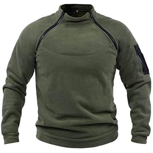 Fleecepullover Herren Militär Outdoor Fleecejacke Warme Tactical Combat Fleece Pullover Taktische Jacke Fleece Jacket Winterpullover Sport Jumper Tops Army Winddichte Pullover Grün XL von Generic