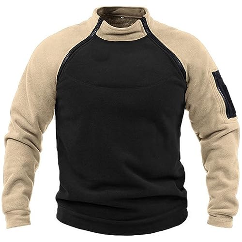 Fleecepullover Herren Militär Outdoor Fleecejacke Warme Tactical Combat Fleece Pullover Taktische Jacke Fleece Jacket Winterpullover Sport Jumper Tops Army Winddichte Pullover Khaki 3XL von Generic