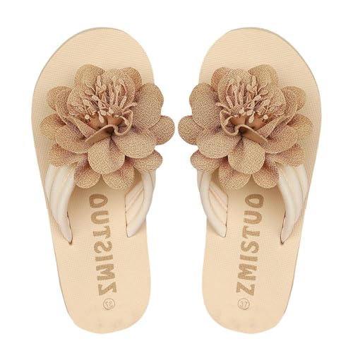 Flip Flops Damen Elegant mit Blumen Zehentrenner Sandalen Bequem & Weich Flipflops Sommer Leicht Rutschfest Zehensandalen Pantoffeln Boho Schlapfen Pantoletten Sommerschuhe Strandschuhe von Generic