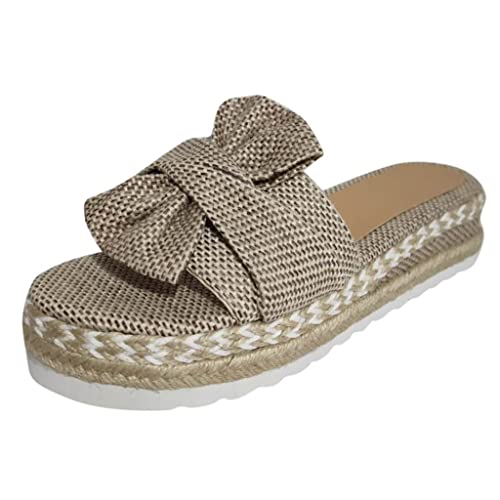 Flip Flops FüR Damen 2025 Glitzer Sandalen Gummiband Slingback Casual Strick Bequem Boho High Heel Plattform Pantoletten Anti-Rutsch-Sandalen Hausschuhe von Generic
