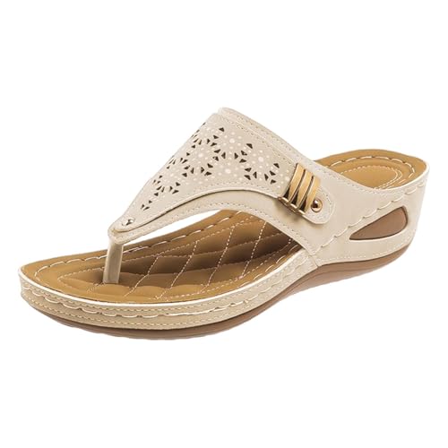 Flip Flops Mode Damen Flip Flops Hausschuhe Pool offene Zehe Sandalette Mode Sommerschuhe Damen Hausschuhe Slip On Pantoletten Sandalen Leicht Orthopädisch günstig, weiß, 40 EU von Generic