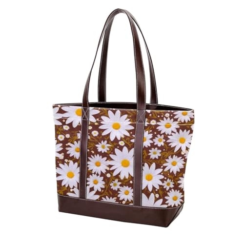 Flower-374 modische Damen-Geldbörse aus gewaschenem strapazierfähigem Leder mit Tragegriff oben und Taschen, Reißverschluss, mehrfarbig, 33,8 x 12 x 31 cm von Generic