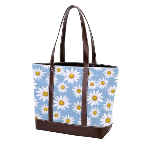 Flower-386 modische Damen-Geldbörse aus gewaschenem strapazierfähigem Leder mit Tragegriff oben mit Taschen, Reißverschluss, mehrfarbig, 33,8 x 12 x 31 cm von Generic