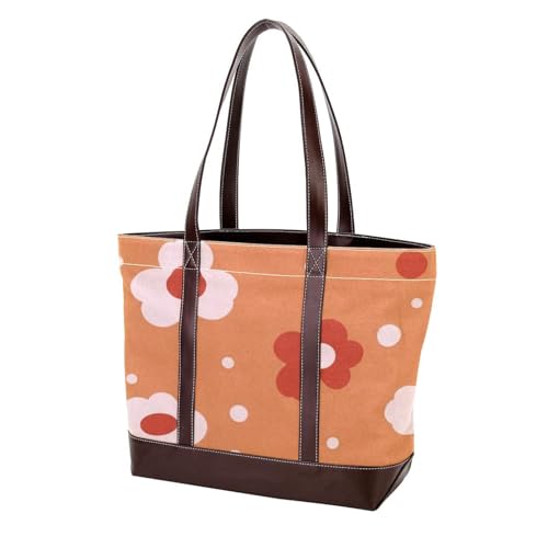 Flower-413 modische Damen-Schultertasche aus gewaschenem strapazierfähigem Leder mit Tragegriff oben mit Taschen und Reißverschluss von Generic
