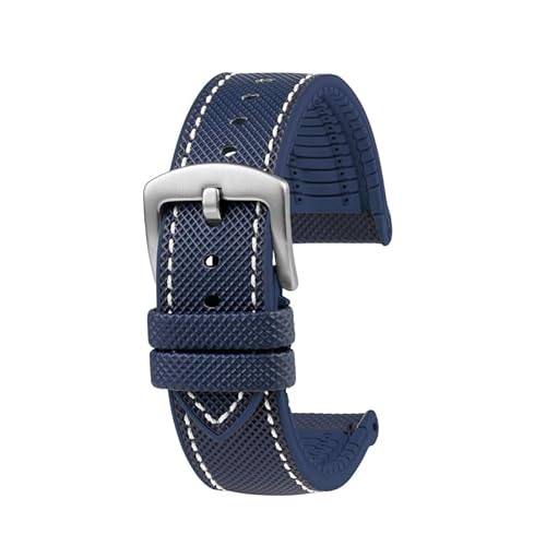 Fluorkautschukband für Blancpain Fifty Fathoms 5000 5015 5015D 5006 5008 Uhrenarmband(Blue White-steel,23mm) von Generic