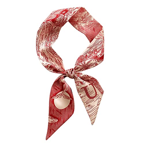 For Sommer Mädchen einfache Mütze Handtuch-Stirnband für Damen Retro-Temperament Krawattenbeutel langer Streifen (Red, One Size) von Generic