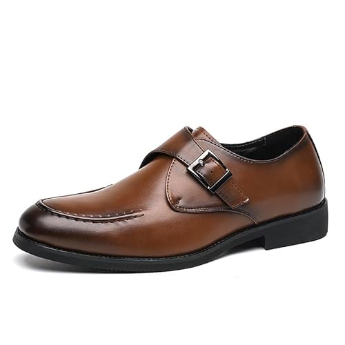 Formelle Schuhe Herren Hineinschlüpfen Runde Brünierte Zehenpartie Monkstrap Aus PU-Leder Schürzenzehe rutschfeste Gummisohle Blockabsatz Niedriger Schaft rutschfest Lässig(Braun,39 EU) Formelle Schuhe Herren Hineinschlüpfen Runde Brünierte Zehenpartie Monkstrap Aus PU-Leder Schürzenzehe rutschfeste Gummisohle Blockabsatz Niedriger Schaft rutschfest Lässig(Braun,39 EU) von Generic