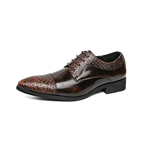 Formelle Schuhe for Herren, Schnürschuhe, Spitze Zehenpartie, Kappe, Zehenpartie, Gummisohle, Blockabsatz, rutschfest, Abschlussball(Braun,47 EU) von Generic