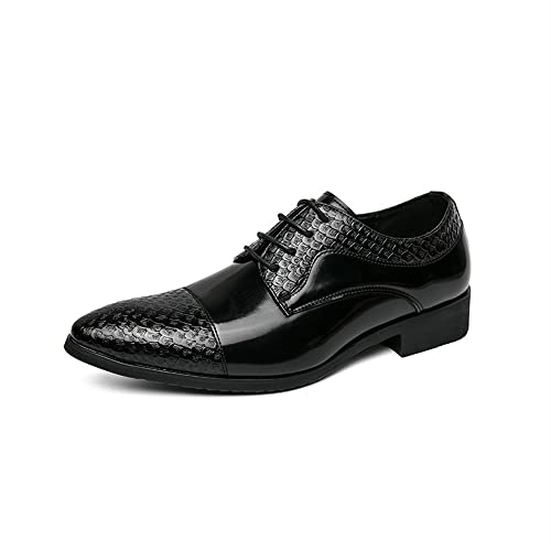 Formelle Schuhe for Herren, Schnürschuhe, Spitze Zehenpartie, Kappe, Zehenpartie, Gummisohle, Blockabsatz, rutschfest, Abschlussball(Schwarz,41 EU) von Generic