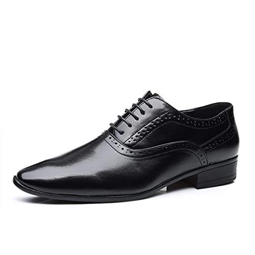 Formelle Schuhe for Herren, Schnürschuhe, Spitze Zehenpartie, brünierte Zehenpartie, PU-Leder, rutschfest, niedrige Oberseite, Gummisohle, Rutschfester Abschlussball(40 EU) von Generic