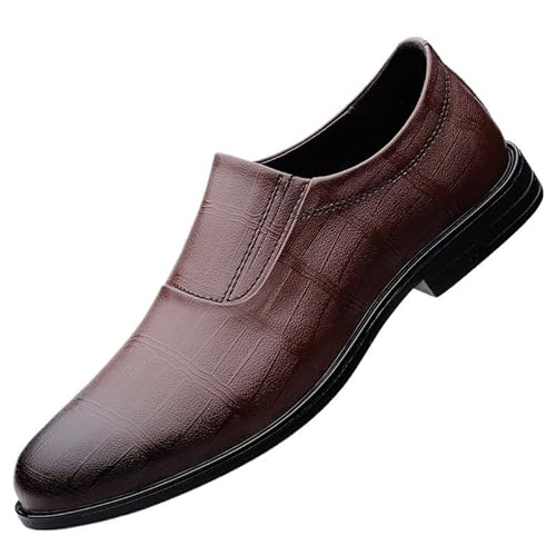 Formelle Schuhe for Herren, for Reinschlüpfen, runde, brünierte Zehenpartie, Karierter PU-Lederblockabsatz, rutschfest, rutschfest, rutschfest, for den Außenbereich(Braun,43 EU) von Generic