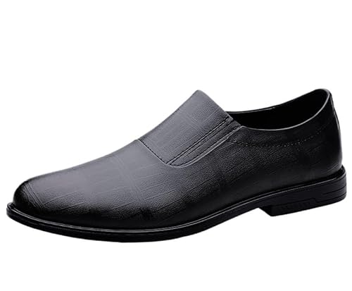 Formelle Schuhe for Herren, for Reinschlüpfen, runde, brünierte Zehenpartie, Karierter PU-Lederblockabsatz, rutschfest, rutschfest, rutschfest, for den Außenbereich(Schwarz,42 EU) von Generic