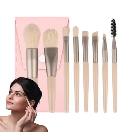 Foundation Pinsel -Set - Reise -Make -up -Pinsel -Set mit weichen synthetischen Haaren und Gehäuse - Lidschatten, Eyeliner, Augenbrauenpinsel -Set 8PCS Reisefundamentpinsel zum Mischen von Pulver Make von Generic