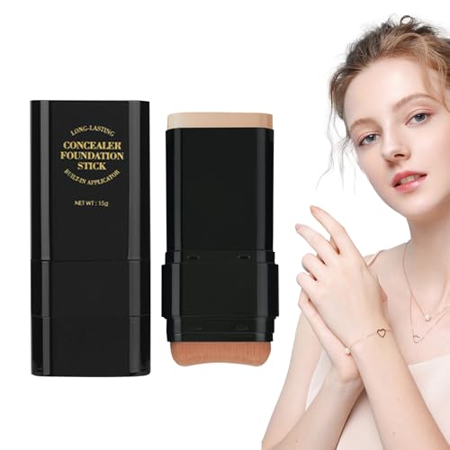 Foundation Stick - 15g Feuchtigkeitsspendende Foundation für Frauen Glättungscreme Concealer | Langanhaltender Doppelkopf Foundation Stick Foundation Stick Natural Effect Light Beauty von Generic