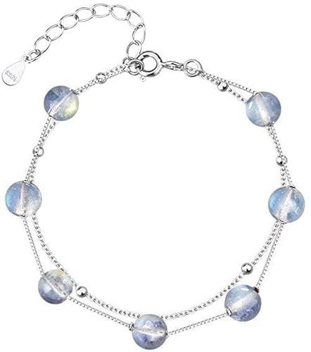 Frauen Armbänder Fee Mondstein Hand Ringe Dekoration Schmuck Geschenke Labradorit Perle Doppelschicht Kette (Mondstein Armband) Langlebig und attraktiv von Generic