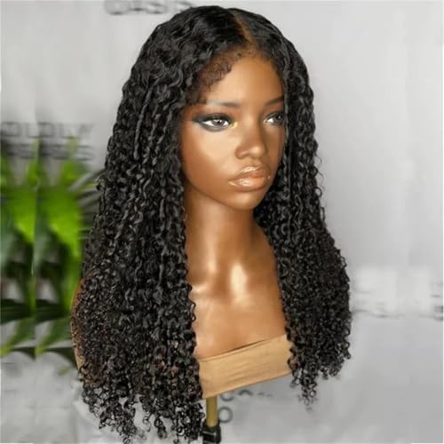 Frauen Balck Mittelteil 26 Zoll 180 Dichte Weiche Leimlose Verworrene Lockige Lange Tiefe Spitzenfrontperücken black 20inches von Generic