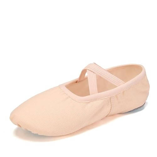 Frauen Ballett Schuhe Mädchen Tanz Hausschuhe Split Sohle Gymnastik Yoga Tanzen Leinwand Kinder Erwachsene Ballerina(Beige,29) von Generic