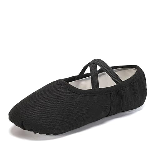 Frauen Ballett Schuhe Mädchen Tanz Hausschuhe Split Sohle Gymnastik Yoga Tanzen Leinwand Kinder Erwachsene Ballerina(Black,34) von Generic