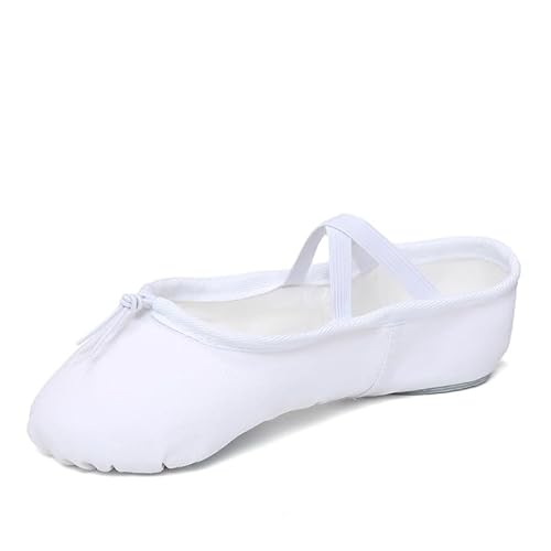 Frauen Ballett Schuhe Mädchen Tanz Hausschuhe Split Sohle Gymnastik Yoga Tanzen Leinwand Kinder Erwachsene Ballerina(Drawstring White,34) von Generic