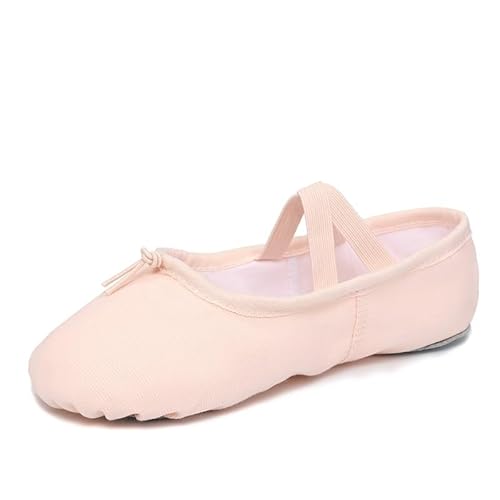 Frauen Ballett Schuhe Mädchen Tanz Hausschuhe Split Sohle Gymnastik Yoga Tanzen Leinwand Kinder Erwachsene Ballerina(Drawstring beige,44) von Generic