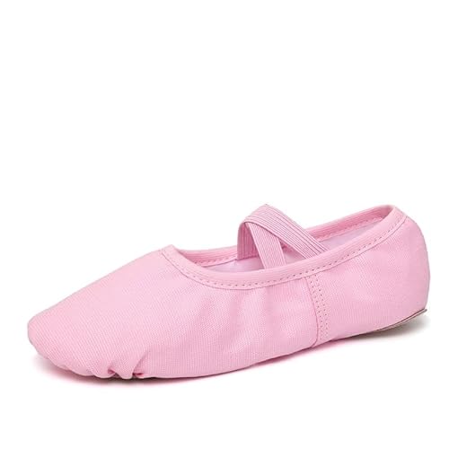 Frauen Ballett Schuhe Mädchen Tanz Hausschuhe Split Sohle Gymnastik Yoga Tanzen Leinwand Kinder Erwachsene Ballerina(Light red,34) von Generic