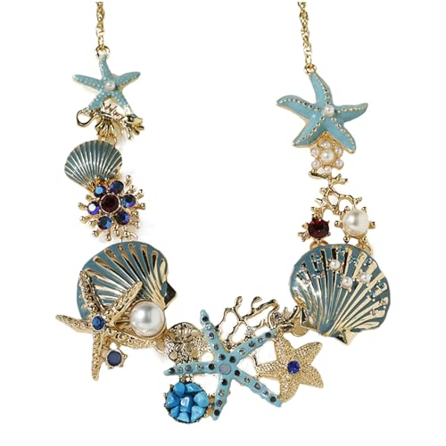 Frauen Coral Starfish Halskette - Seashell Perle Anhänger Jewelry, Glossy Charm Design | Elegant -Themen-Accessoires, ideal für Hochzeiten, Engagement-Partys, Datierung und besondere von Generic