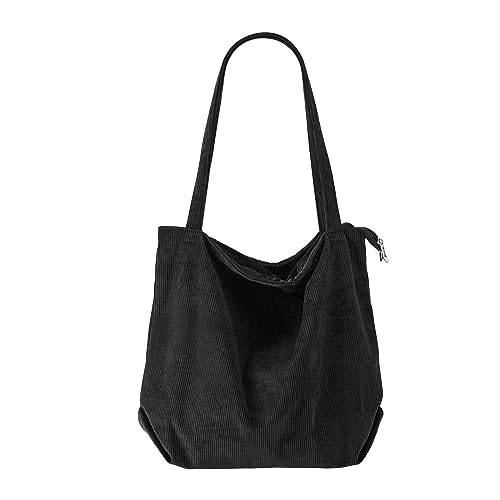 Frauen Frühling Und Freizeit Solide Große Kapazität Wasserdicht Vielseitige Zipper Schulter Taschen Lampen (Black, One Size) von Generic
