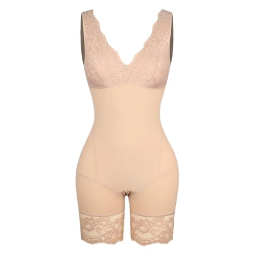 Frauen Ganzkörperformer Abnehmen Bodys Spitze Korsett Taille Trainer Shaping Unterwäsche Shapewear, nude, 46 von Generic