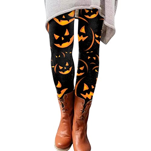 Frauen Halloween Print Leggings Elastische Leggings Lässige Hosen Stiefel Hosen Rucksack Mit Turnbeutel (Bronze, L) von Generic