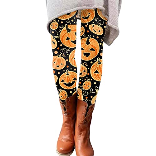 Frauen Halloween Print Leggings Elastische Leggings Lässige Hosen Stiefel Hosen Rucksack Mit Turnbeutel (Gold, L) von Generic