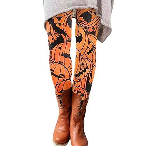 Frauen Halloween Print Leggings Elastische Leggings Lässige Hosen Stiefel Hosen Rucksack Mit Turnbeutel (Khaki, XXL) von Generic