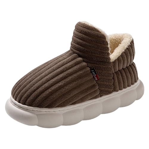 Frauen Hausschuhe Winter Warm Weich Bequem Slipper Futter Innenseite Flauschige Kuschelig Hausschuhe Damen Rutschfest Dicksohle (Coffee, 40-41) von Generic