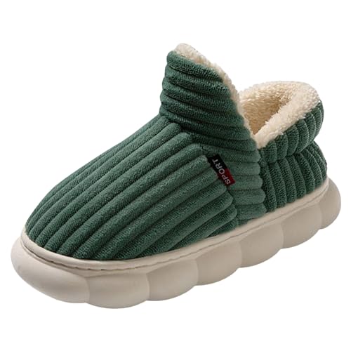 Frauen Hausschuhe Winter Warm Weich Bequem Slipper Futter Innenseite Flauschige Kuschelig Hausschuhe Damen Rutschfest Dicksohle (Green, 40-41) von Generic
