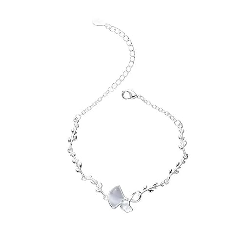 Frauen Herren Kristall Armband Edelstein Perlen Verstellbares Glück Exquisites Armband, 925 Silber Aprikosenblatt Shapled für von Generic