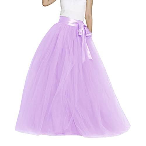 Frauen Hohe Taille Großer Rock Elastischer Gürtel Netzrock Party Tutu Puffy Rock Weißer Damen Eng Enger Damen Mit Schlitz Lexikon (J, One Size) von Generic