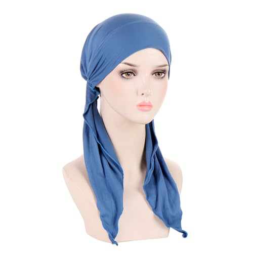 Frauen Innere Hijab Kopftuch Lange Schwanz Haar Bandanas Stirnband Turbante(Light Blue) von Generic